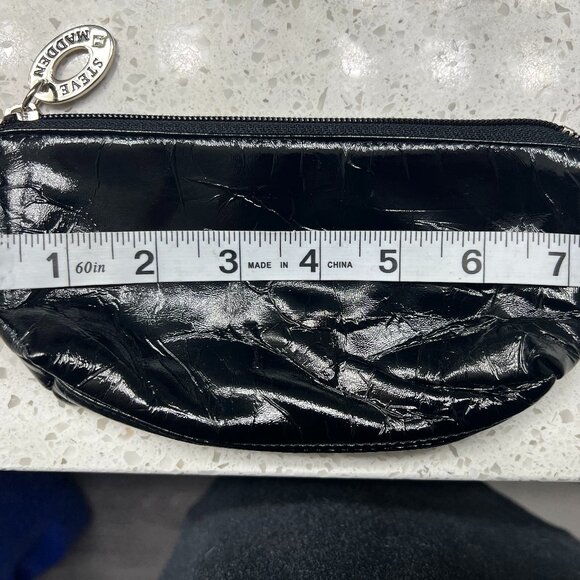 Steve Madden Handbags - 🖤 Steve Madden Black Patent Leather Zip Coin Purse – 7 Inch